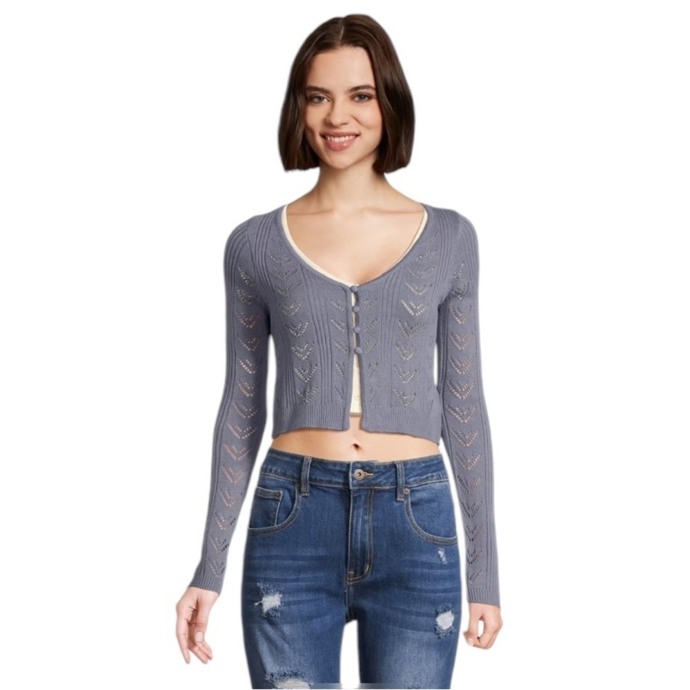 Aeropostale - NWT Cropped Crochet Cardigan Sz L - Picture 1 of 7